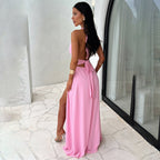 Women’s Halter Maxi Dress High Slit