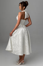 Women’s Halter Midi Dress Flared Skirt