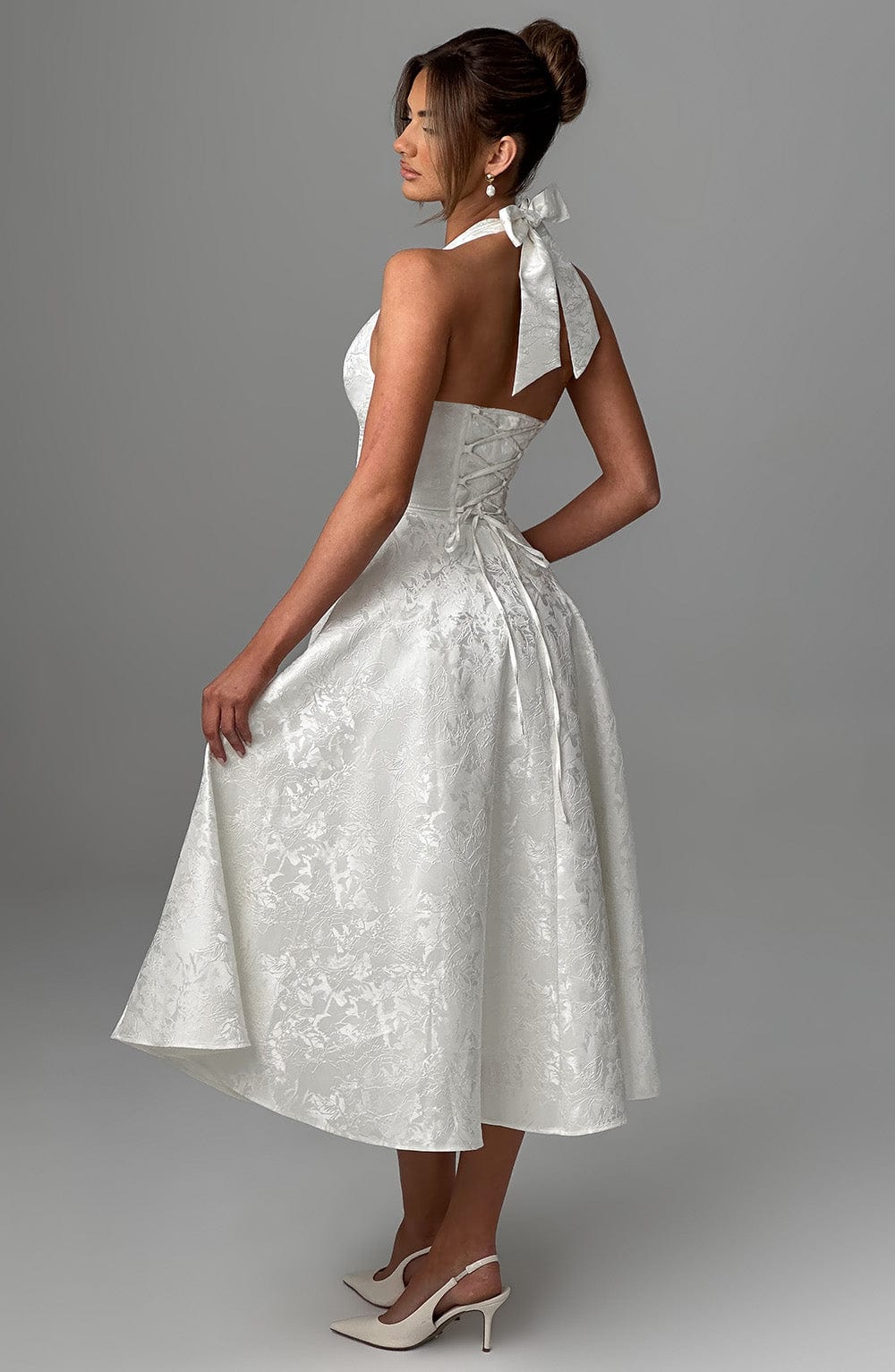 Women’s Halter Midi Dress Flared Skirt