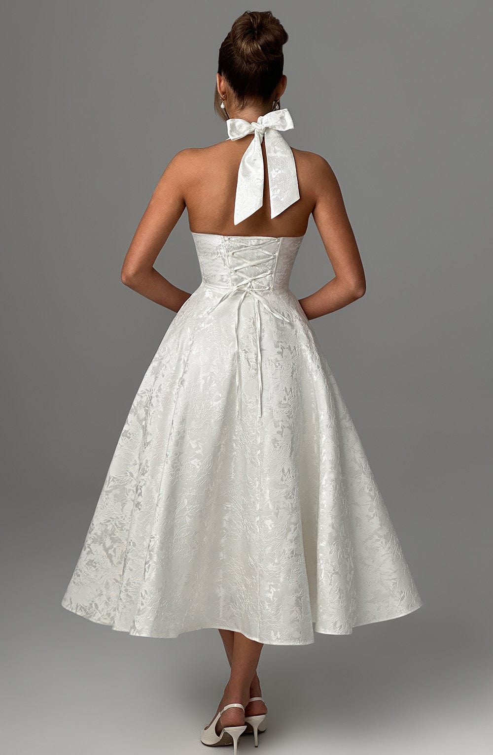 Women’s Halter Midi Dress Flared Skirt