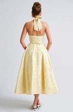 Women’s Halter Midi Dress Flared Skirt