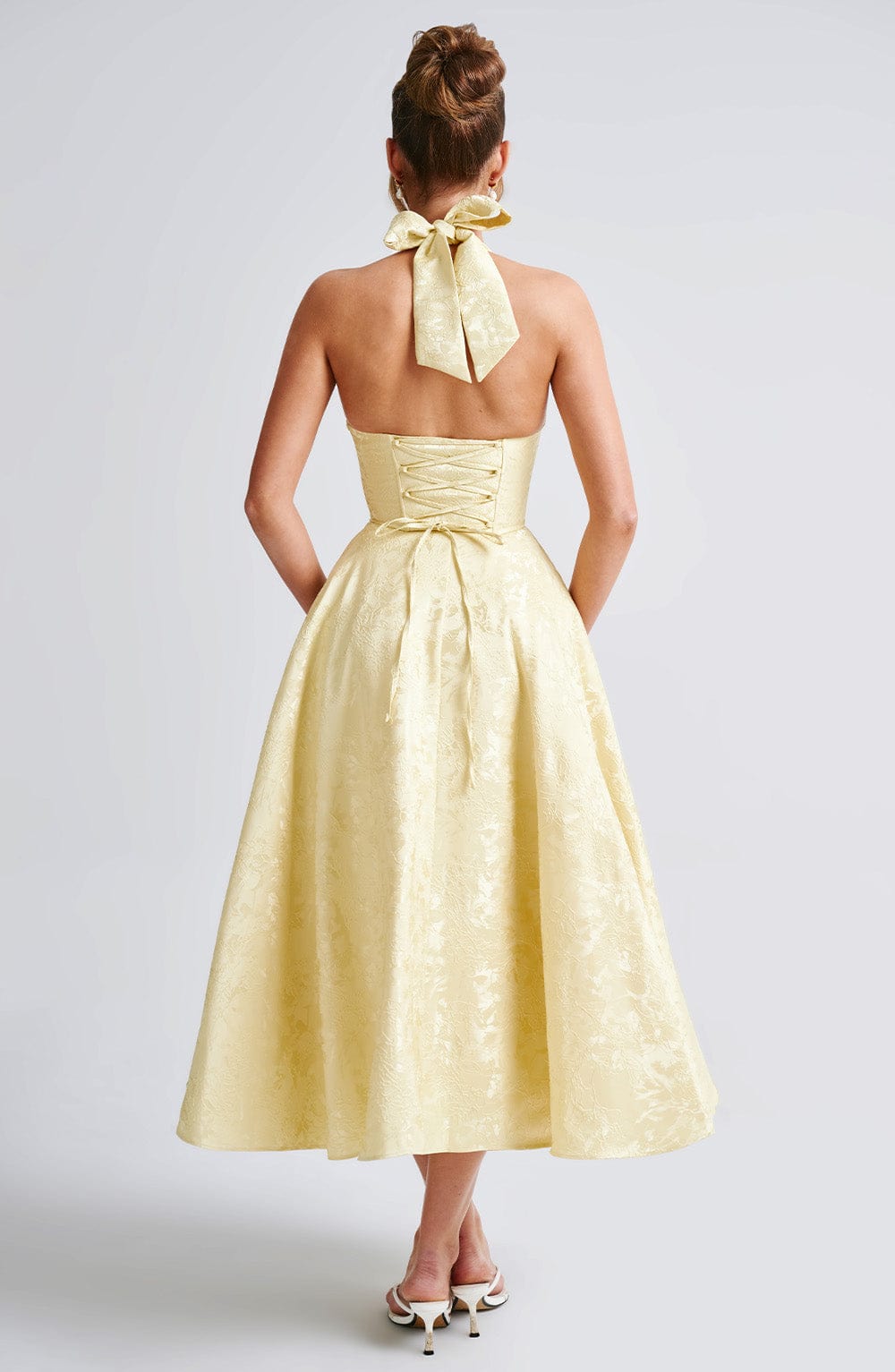 Women’s Halter Midi Dress Flared Skirt