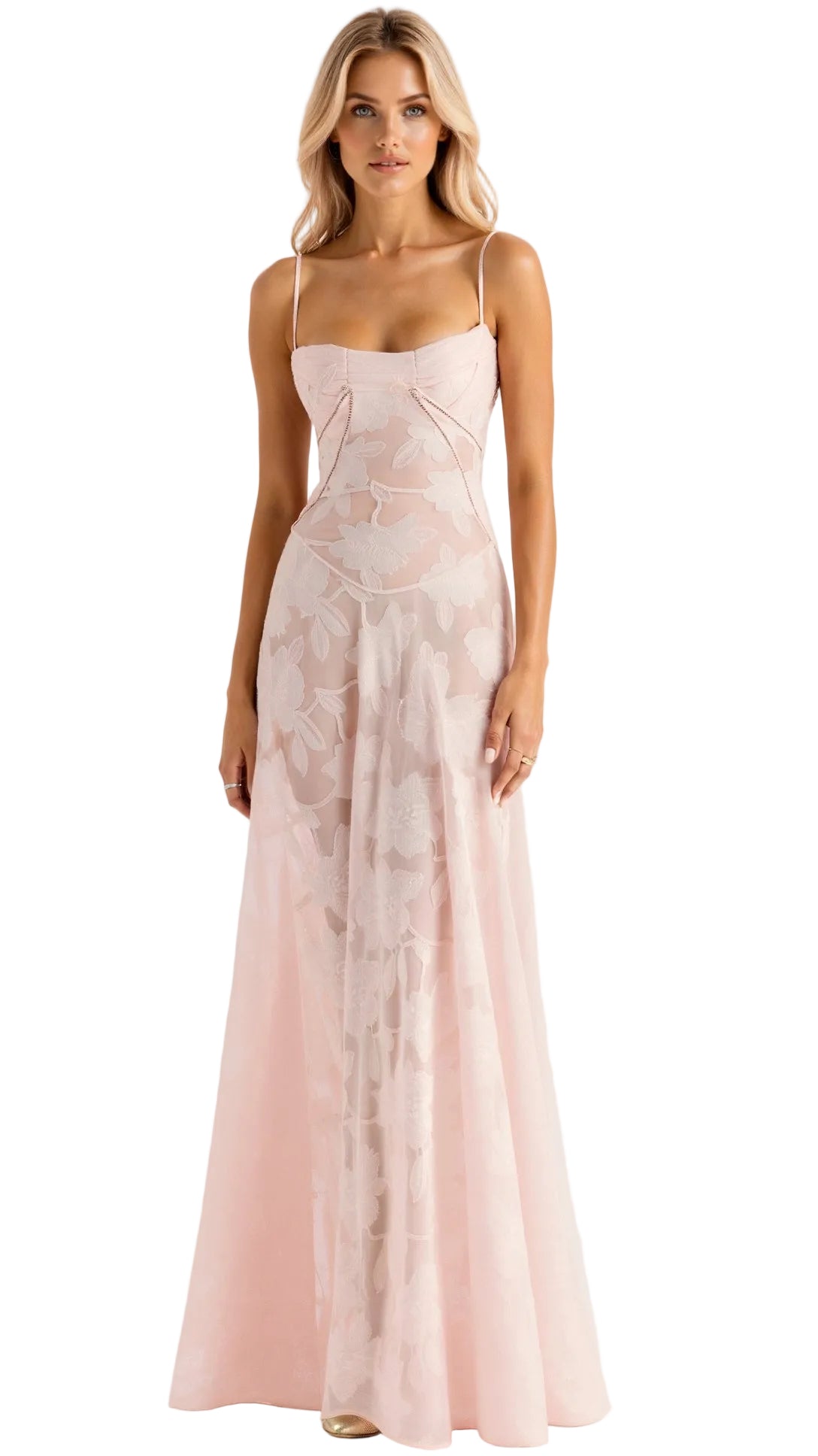Women's Lace Up Back Maxi Dress Thin Strap