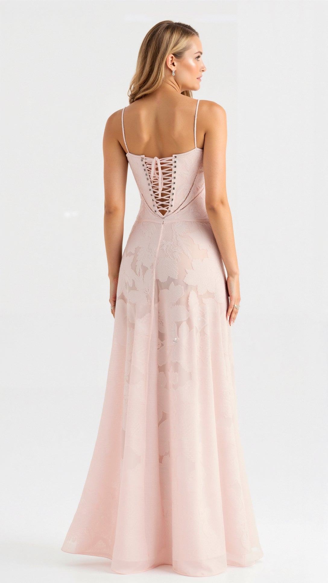 Women's Lace Up Back Maxi Dress Thin Strap