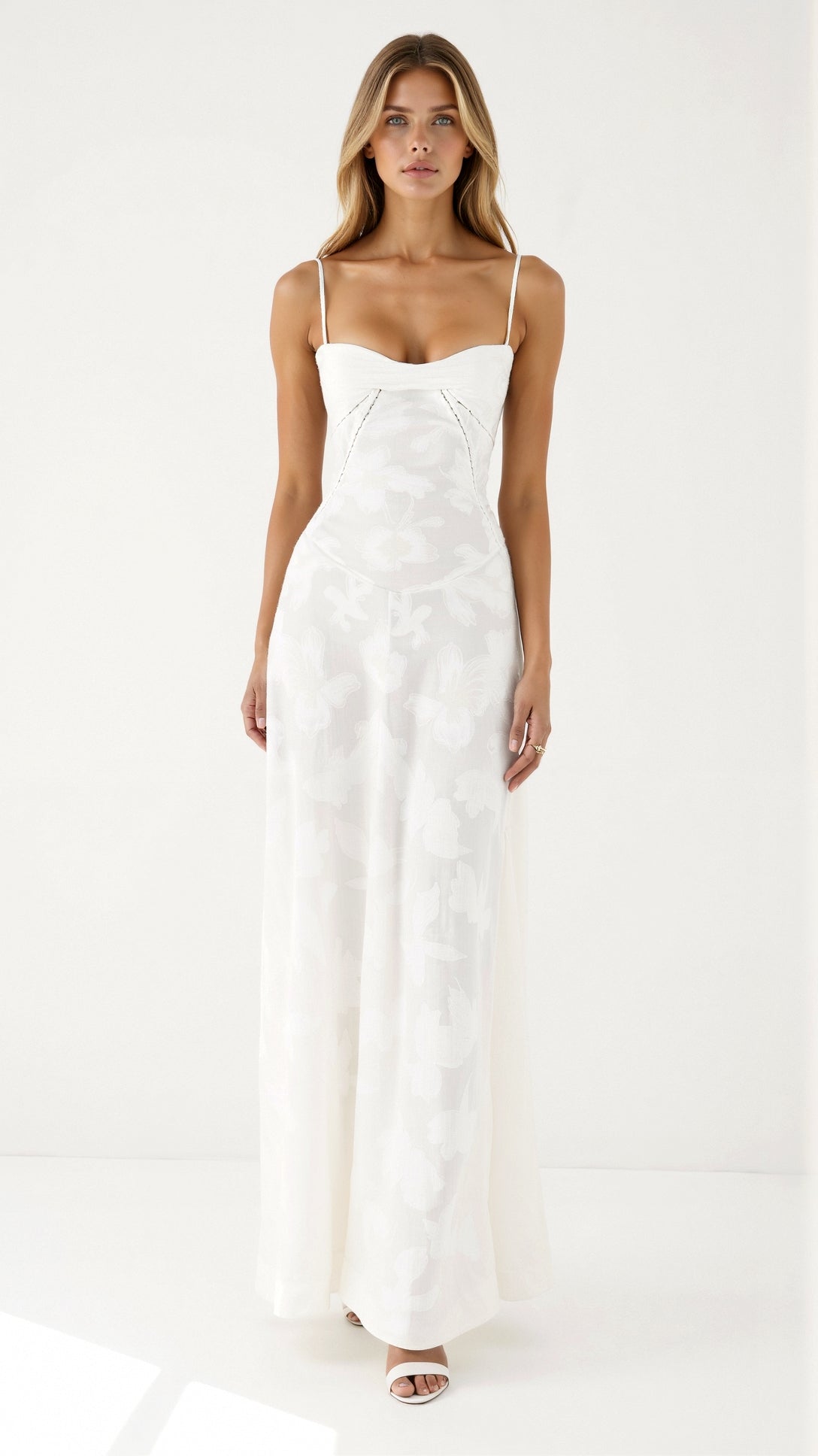 Women's Lace Up Back Maxi Dress Thin Strap