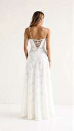 Women's Lace Up Back Maxi Dress Thin Strap