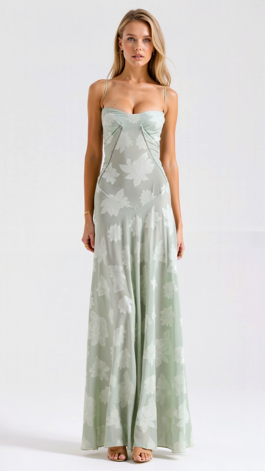 Women's Lace Up Back Maxi Dress Thin Strap