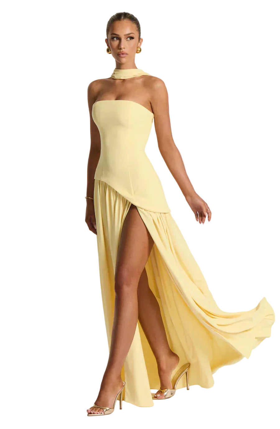 Women’s Long Strapless Dress High Slit