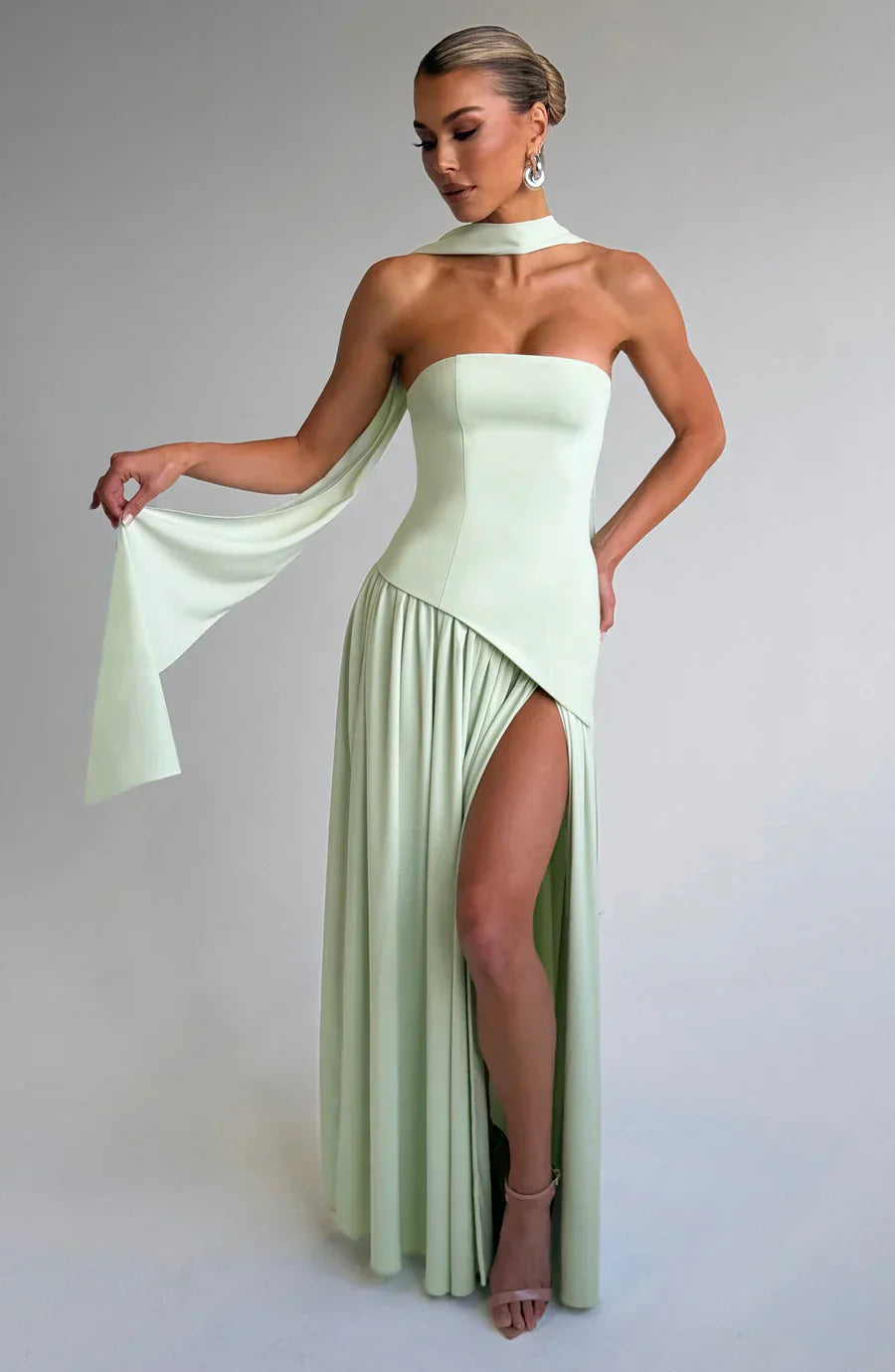 Women’s Long Strapless Dress High Slit