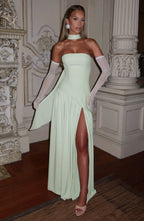 Women’s Long Strapless Dress High Slit