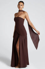 Women’s Long Strapless Dress High Slit