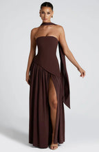 Women’s Long Strapless Dress High Slit