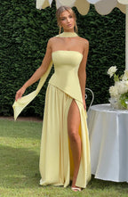 Women’s Long Strapless Dress High Slit