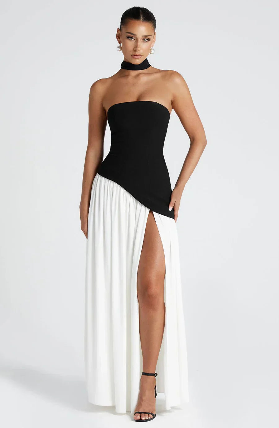 Women’s Long Strapless Dress High Slit