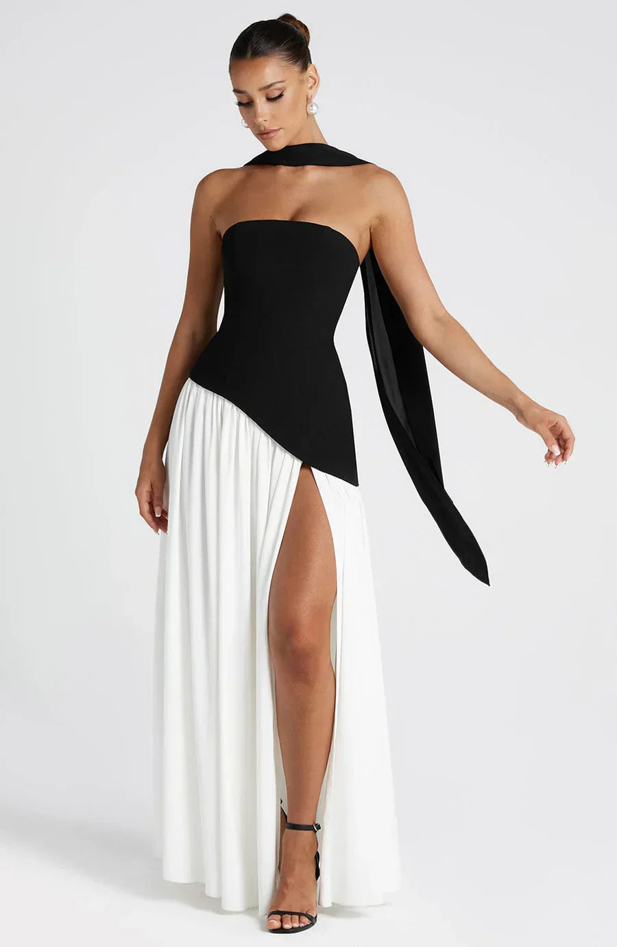 Women’s Long Strapless Dress High Slit