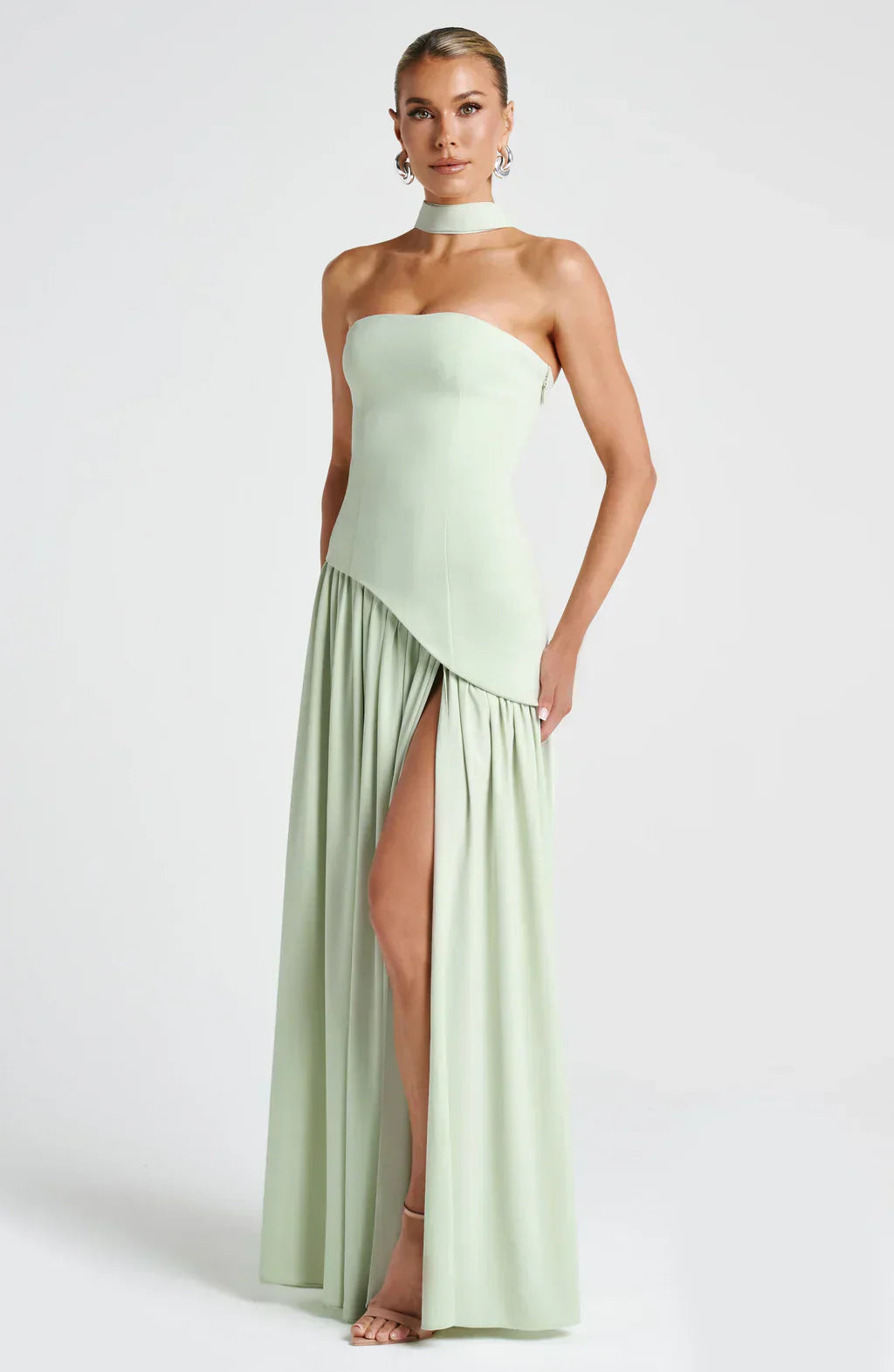 Women’s Long Strapless Dress High Slit