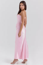Women’s Strapless Long Dress Draped Waist