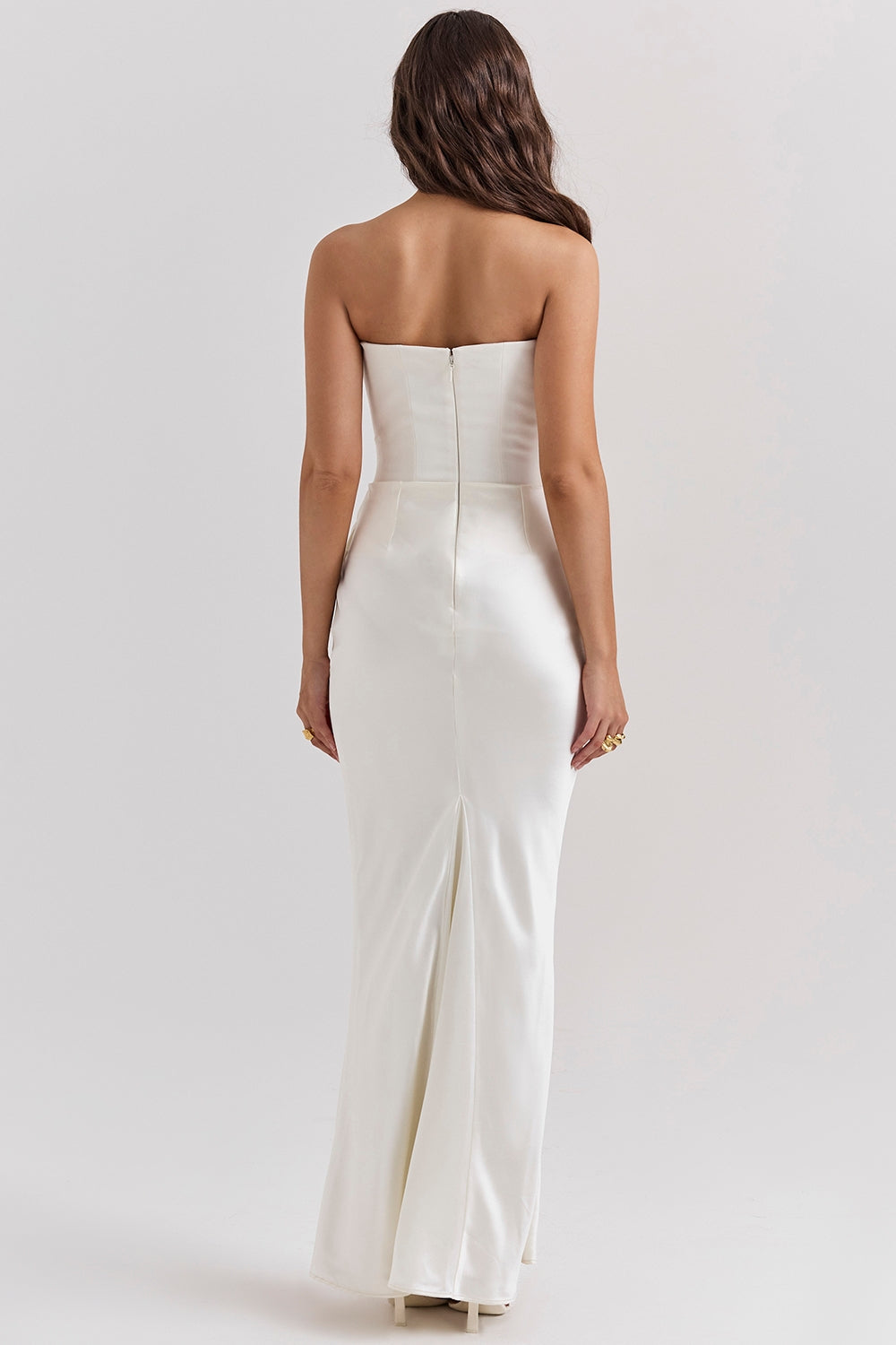 Women’s Strapless Long Dress Draped Waist